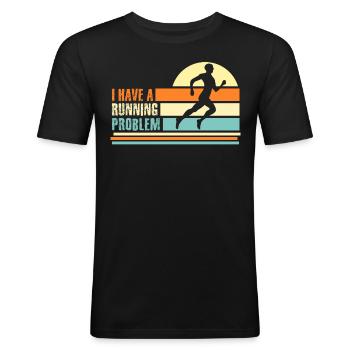 Laufen Rennen Retro Laufsport - Männer Slim Fit T-Shirt - Schwarz - Vorne - Nik (191cm)