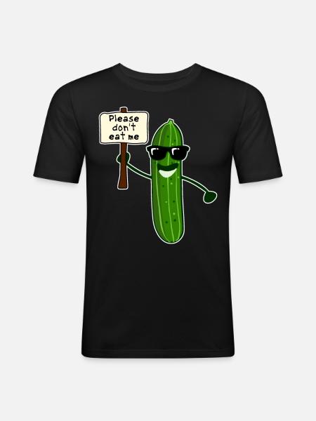 Gurke mit Sonnenbrille Gurken - Männer Slim Fit T-Shirt - Schwarz