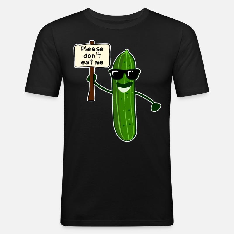 Gurke mit Sonnenbrille Gurken - Männer Slim Fit T-Shirt - Schwarz