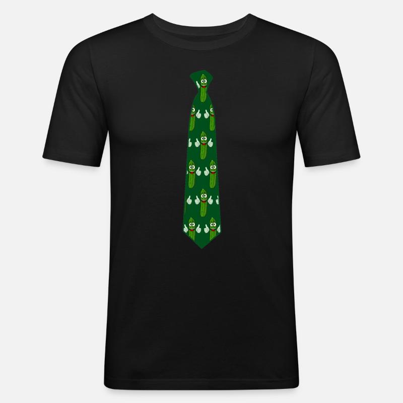 Cravate de concombre avec concombre - T-shirt près du corps Homme - noir