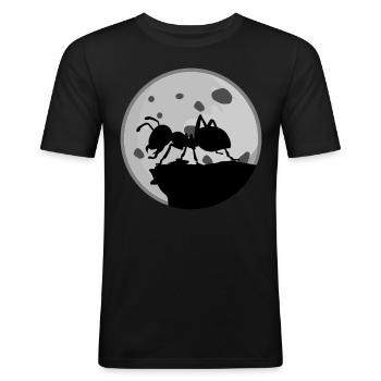 Mier voor de maan Mieren - Mannen slim fit T-shirt - zwart - Voor - Nik (191cm)