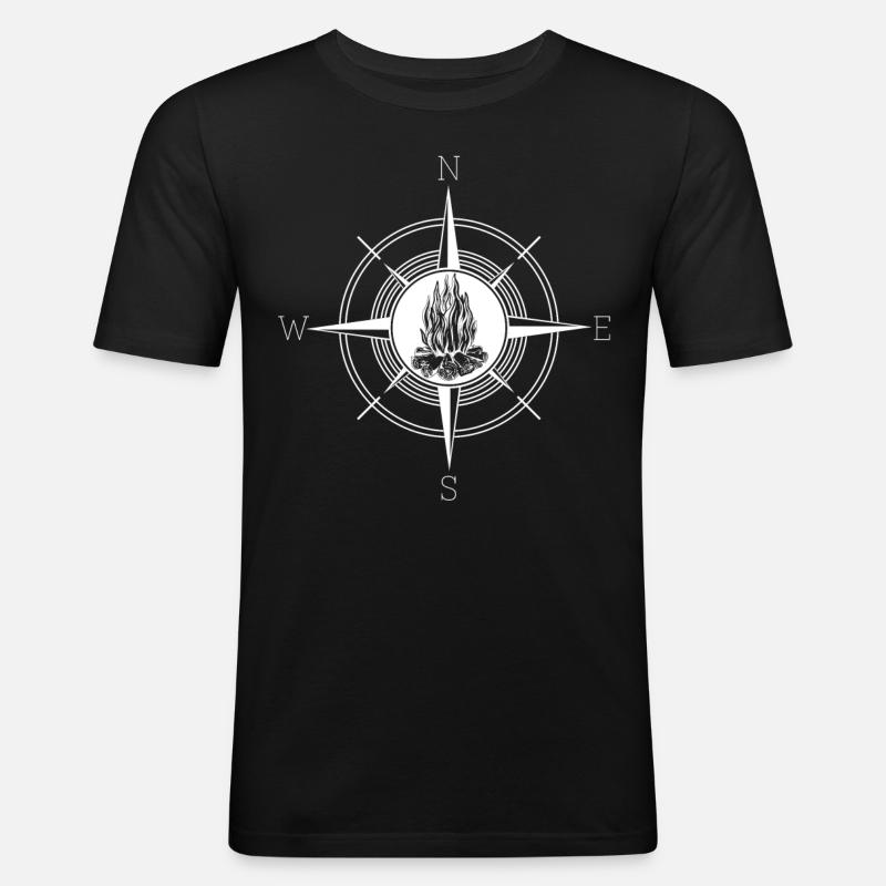 Campfire Fire Pit Compass - Men's Slim Fit T-Shirt - black