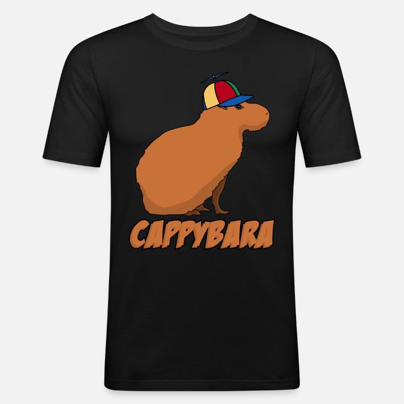 Capybara avec capybaras Cappy - T-shirt près du corps Homme - noir