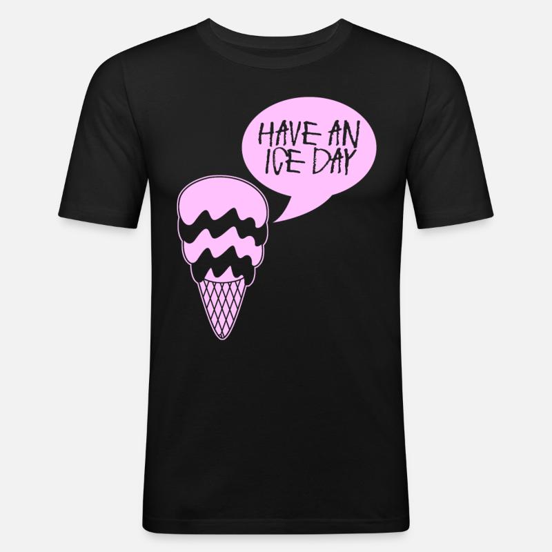 Eis Eisbecher Eiscreme - Männer Slim Fit T-Shirt - Schwarz