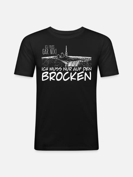 Harz Wandern Harzer Brocken - Männer Slim Fit T-Shirt - Schwarz