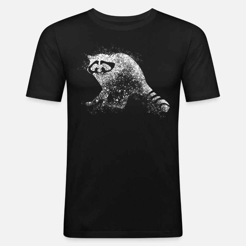 Waschbär - Männer Slim Fit T-Shirt - Schwarz