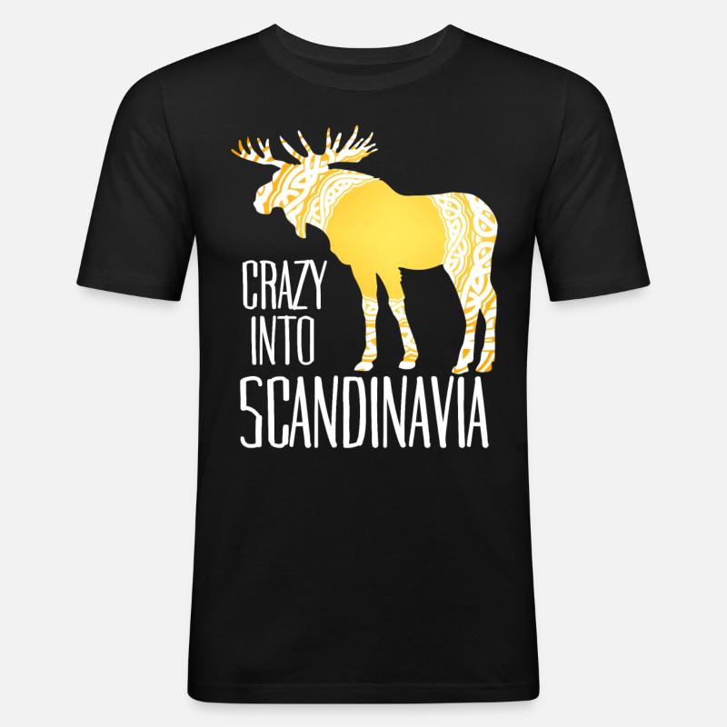 Skandinavien Wikinger Elch - Männer Slim Fit T-Shirt - Schwarz
