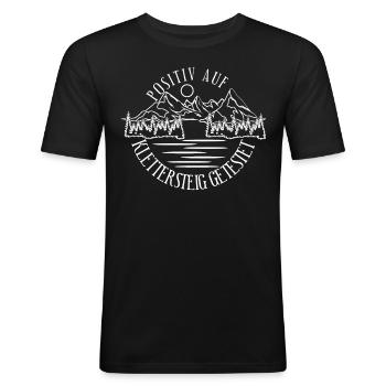 Klettersteig Bergwandern Berge Wandern - Männer Slim Fit T-Shirt - Schwarz - Vorne - Nik (191cm)