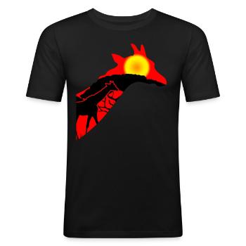Girafe au coucher du soleil Girafes - T-shirt près du corps Homme - noir - Devant - Nik (191cm)
