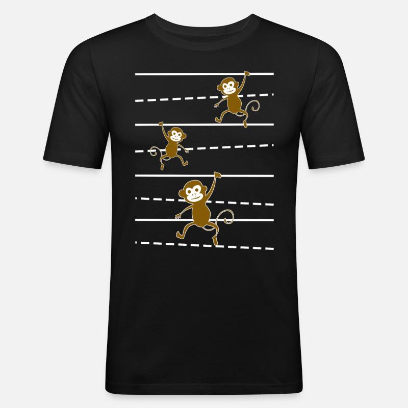 Affe lustige Affen - Männer Slim Fit T-Shirt - Schwarz