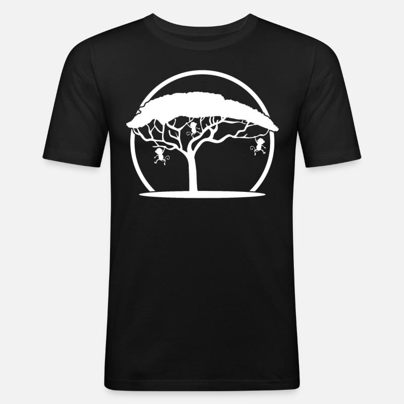Singe dans l’arbre Singe - T-shirt près du corps Homme - noir