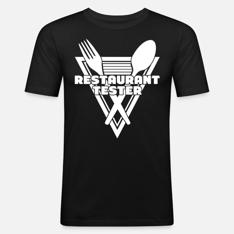 Restauranttester Restaurant Kochmesser - Männer Slim Fit T-Shirt - Schwarz