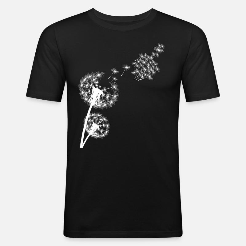 Mittelfinger Pusteblume Beleidigung - Männer Slim Fit T-Shirt - Schwarz
