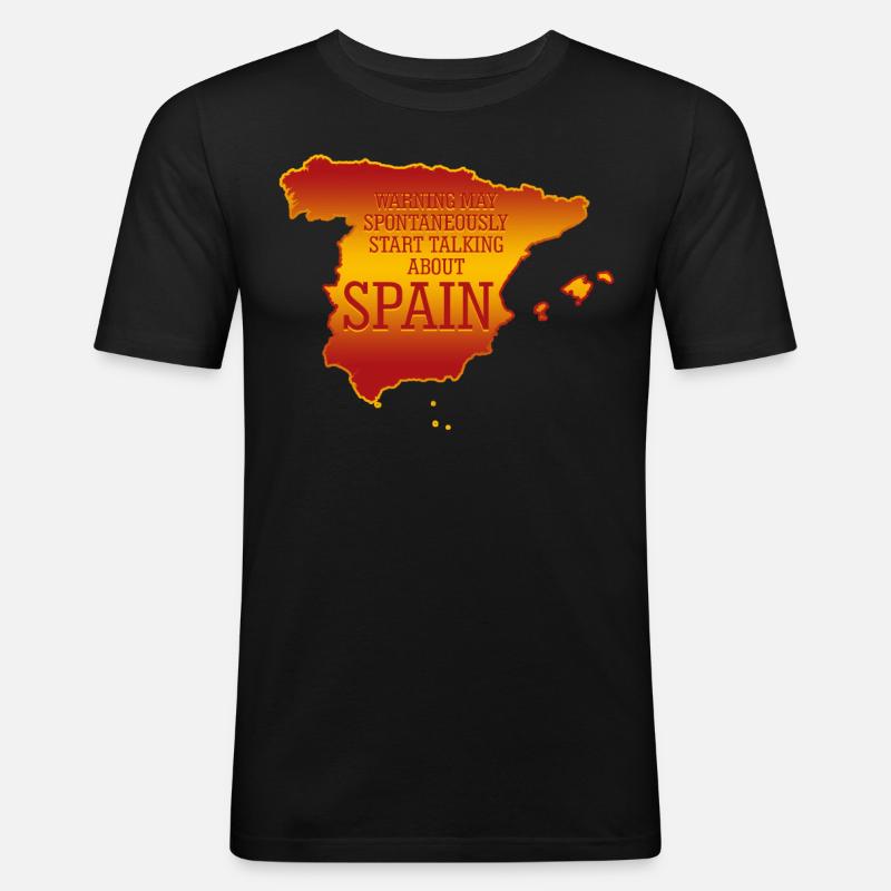 Spanien Spanisch Urlaub - Männer Slim Fit T-Shirt - Schwarz