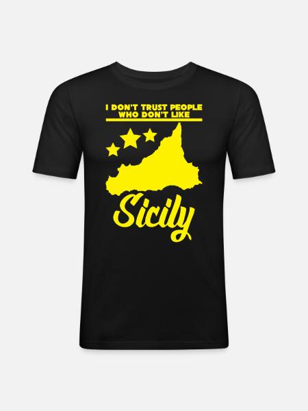 Sicile - T-shirt près du corps Homme - noir