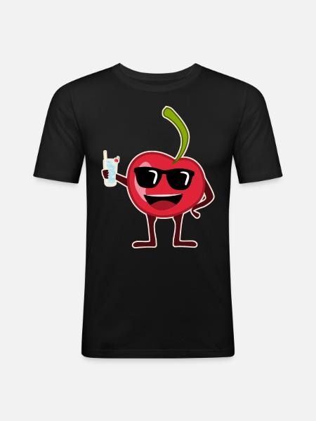 Cherries Party Cherry - Men's Slim Fit T-Shirt - black