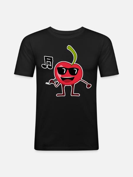 Cherry sings music cherries - Men's Slim Fit T-Shirt - black