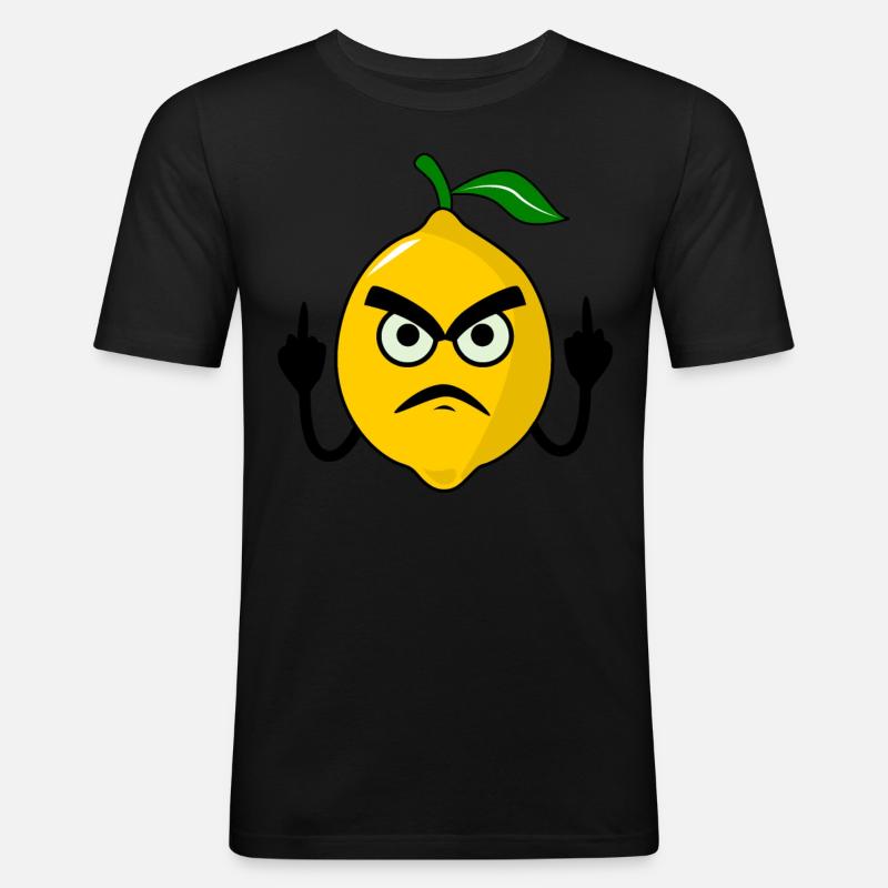 Zitronen Mittelfinger Zitrone - Männer Slim Fit T-Shirt - Schwarz
