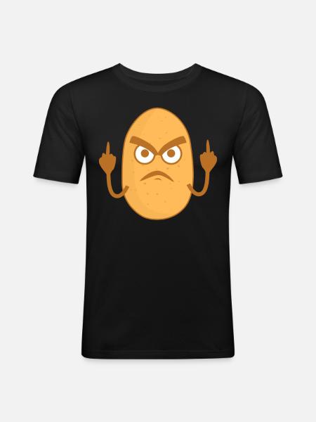 Potato middle finger potatoes - Men's Slim Fit T-Shirt - black