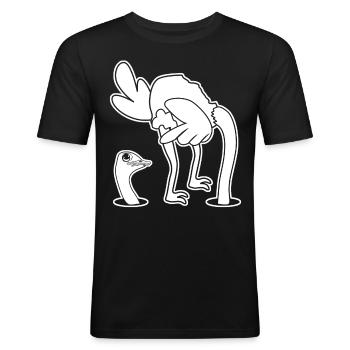 Ostrich - Männer Slim Fit T-Shirt - Schwarz - Vorne - Nik (191cm)