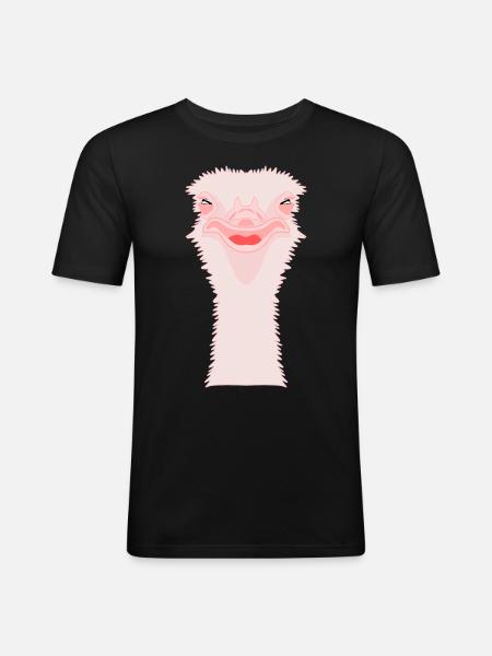 Oiseau autruche drôle - T-shirt près du corps Homme - noir