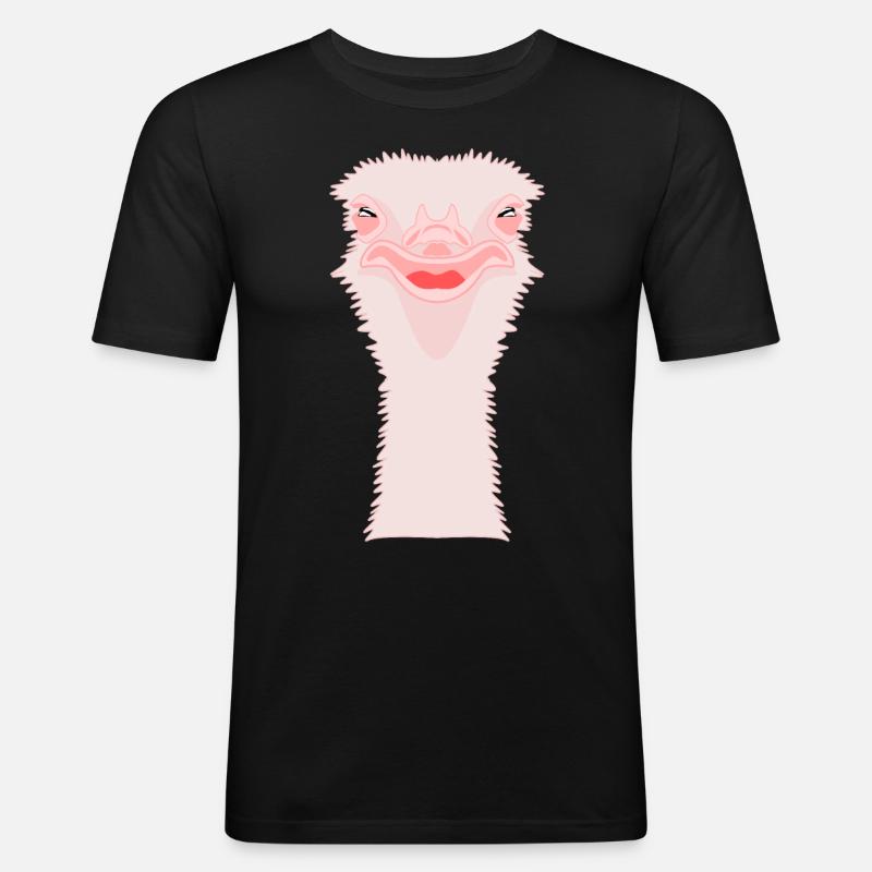 Vogelstrauß lustig - Männer Slim Fit T-Shirt - Schwarz