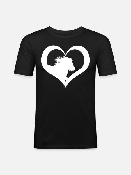 Shetlandpony Herz Pony Shetty - Männer Slim Fit T-Shirt - Schwarz