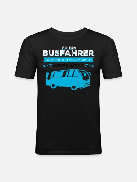 Busfahrer Linienbus - Männer Slim Fit T-Shirt - Schwarz