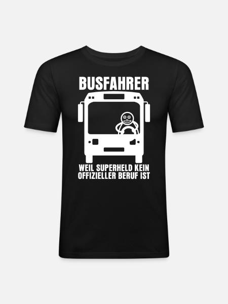 Busfahrer Busfahrerin Linienbus - Männer Slim Fit T-Shirt - Schwarz