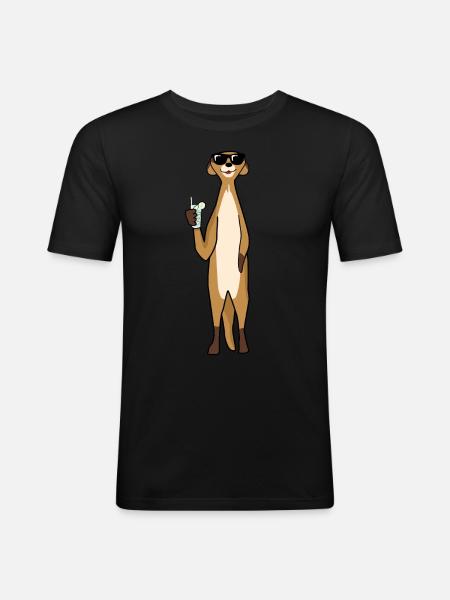 Meerkat with cocktail sunglasses - Men's Slim Fit T-Shirt - black