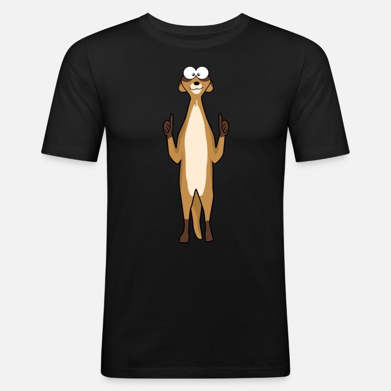 Erdmännchen Daumen hoch - Männer Slim Fit T-Shirt - Schwarz