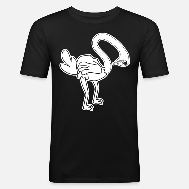 Funny Ostrich - Männer Slim Fit T-Shirt - Schwarz