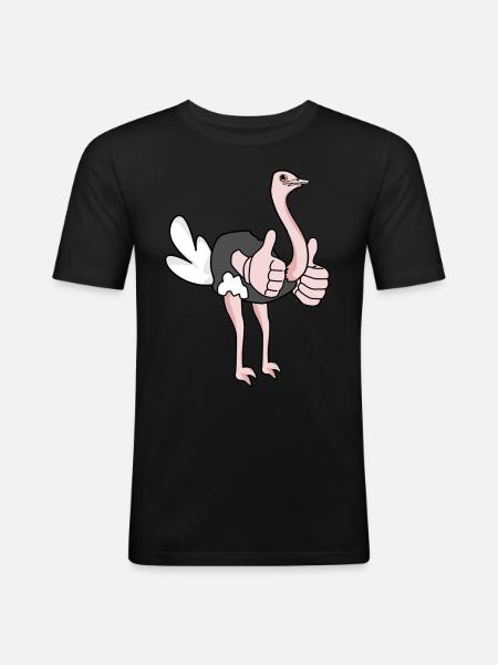 Ostrich gives thumbs up - Men's Slim Fit T-Shirt - black