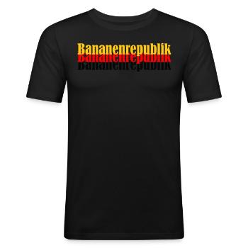 Bananenrepublik Deutschland - Männer Slim Fit T-Shirt - Schwarz - Vorne - Nik (191cm)