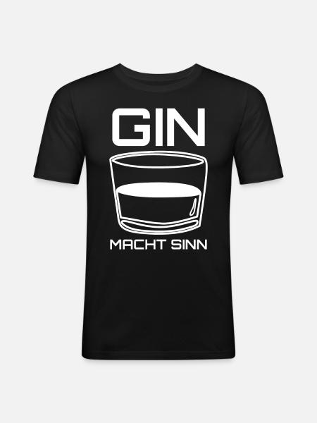 Gin macht Sinn - Männer Slim Fit T-Shirt - Schwarz