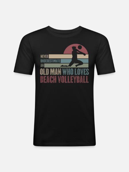 Beach Volleyball Retro Volleyball Player - Men's Slim Fit T-Shirt - black
