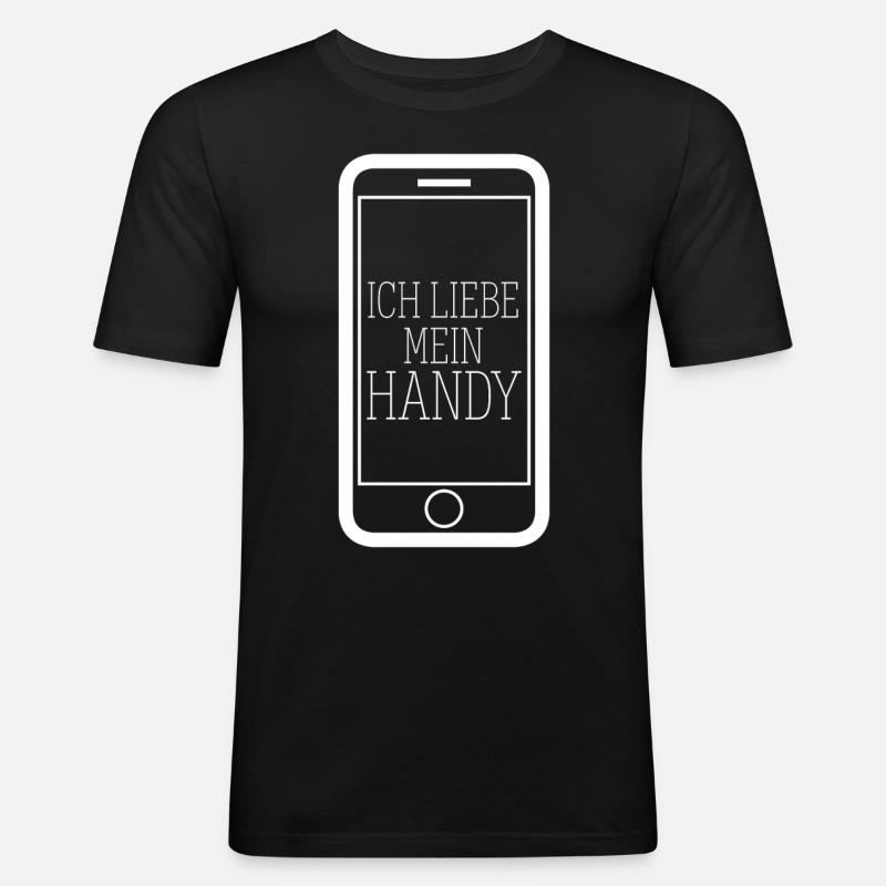Handy Telefon Cellphone - Männer Slim Fit T-Shirt - Schwarz