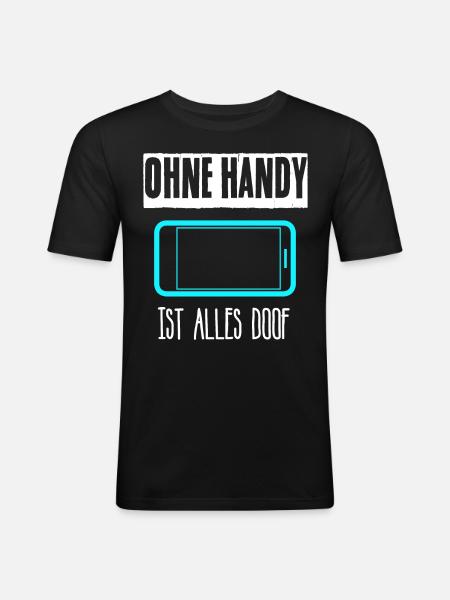 Handy Smartphone Cellphone - Männer Slim Fit T-Shirt - Schwarz