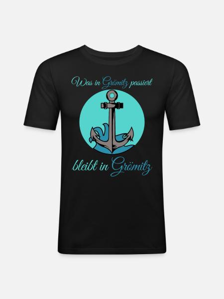 Grömitz Ostsee Urlaub - Männer Slim Fit T-Shirt - Schwarz