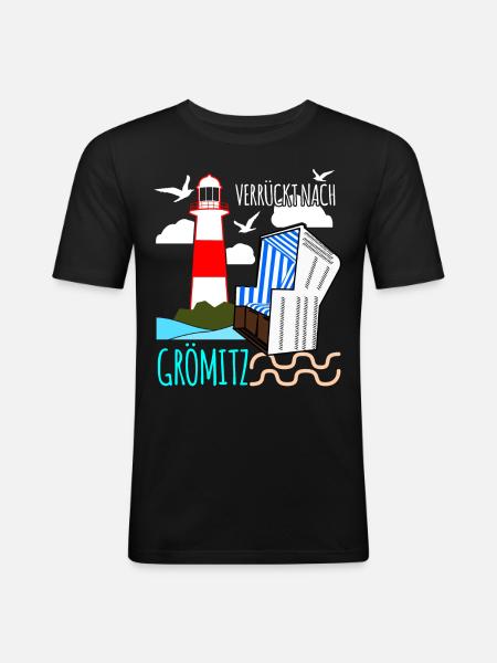 Verrückt nach Grömitz - Männer Slim Fit T-Shirt - Schwarz