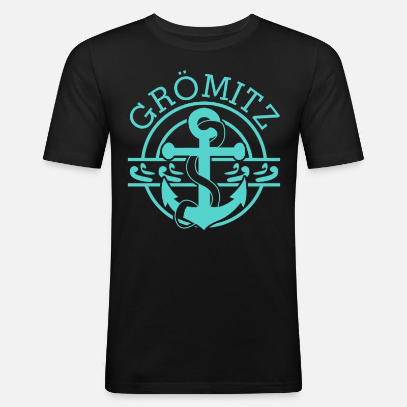 Grömitz Lübecker Bucht - Männer Slim Fit T-Shirt - Schwarz