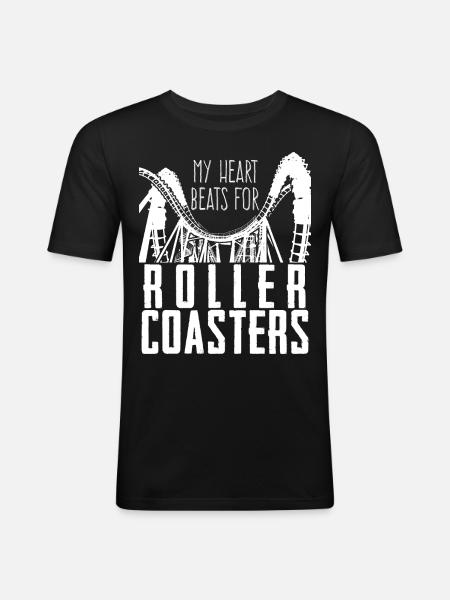 Achterbahnfahrer Achterbahn - Männer Slim Fit T-Shirt - Schwarz
