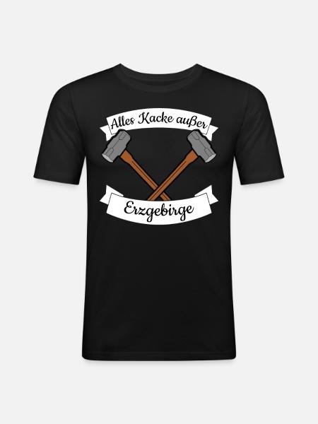 Erzgebirge Sachsen Erzgebirger - Männer Slim Fit T-Shirt - Schwarz