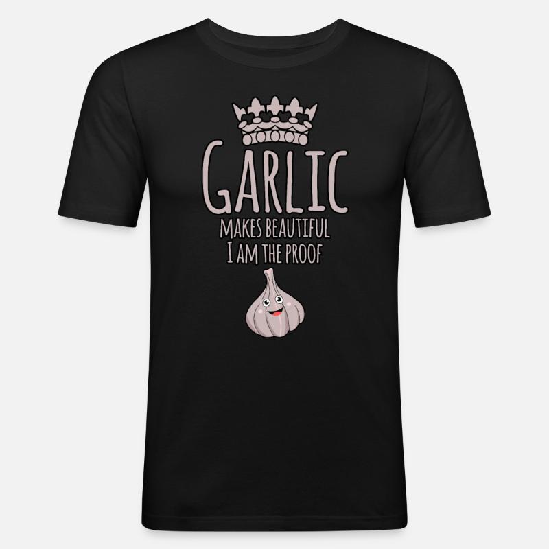 Knoblauch Spruch Knoblauchzehe - Männer Slim Fit T-Shirt - Schwarz