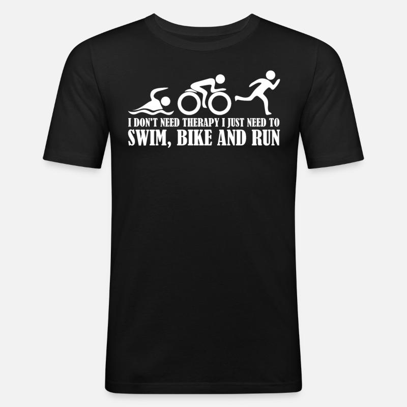 Triathlon Triathleten lustig Triathlet - Männer Slim Fit T-Shirt - Schwarz