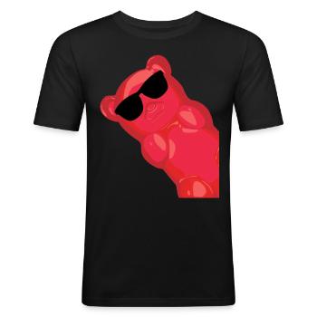 Gummibärchen mit Sonnenbrille - Männer Slim Fit T-Shirt - Schwarz - Vorne - Nik (191cm)