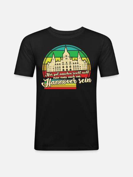 Hannover Retro - Männer Slim Fit T-Shirt - Schwarz