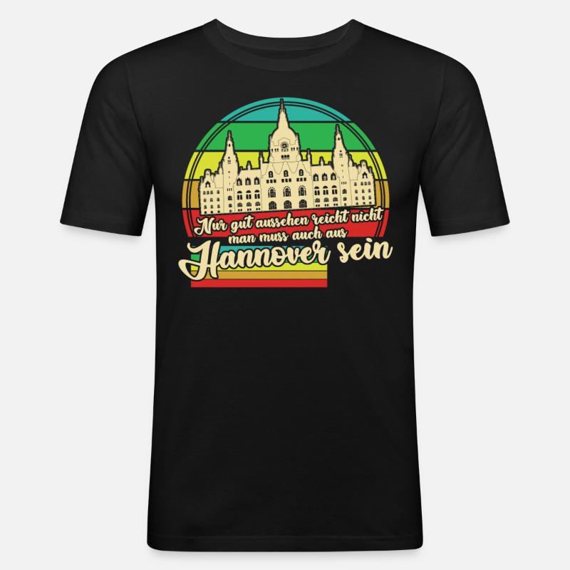 Hannover Retro - Männer Slim Fit T-Shirt - Schwarz