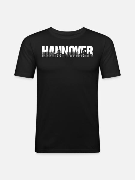 Hanover souvenir with buildings - Men's Slim Fit T-Shirt - black