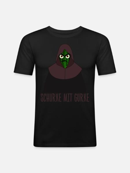 Gurken Schurke - Männer Slim Fit T-Shirt - Schwarz